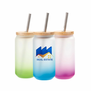 Glass Mugs Gradient with Bamboo Lid pink