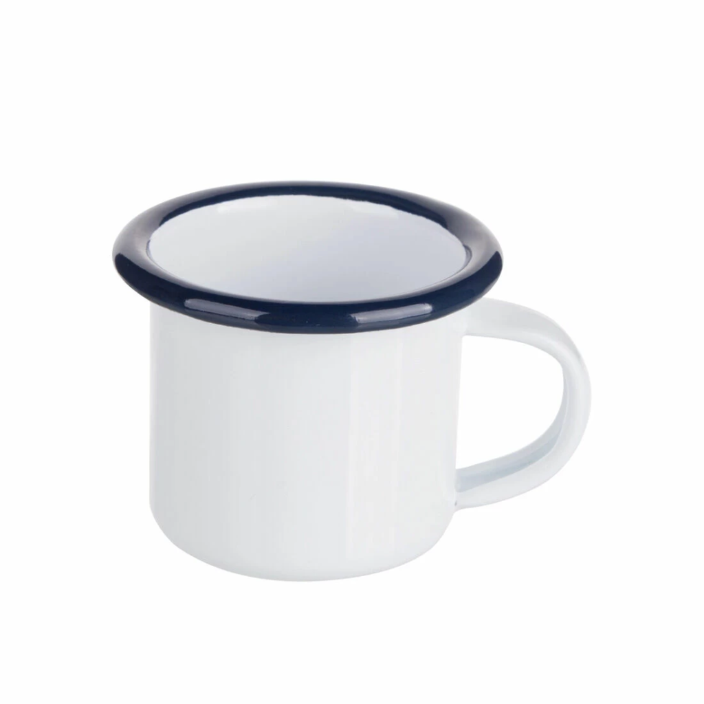Enamel Mug with Blue Rim